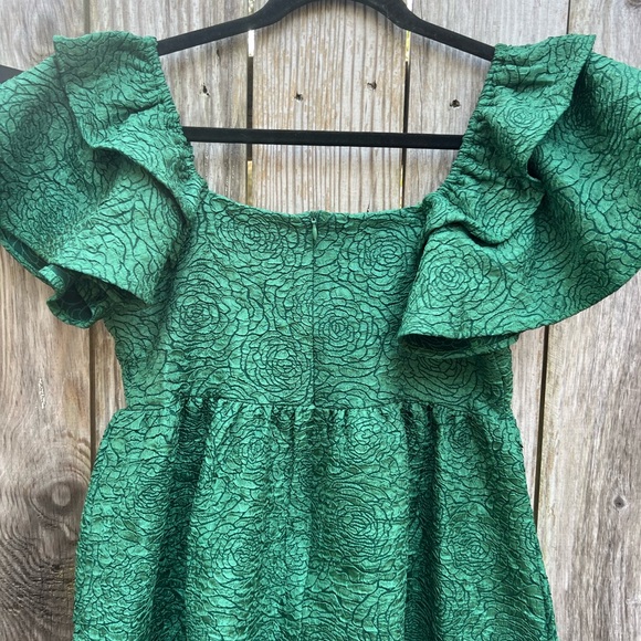 TCEC Dark Emerald Green Ruffle Sleeve Women’s Mini Dress Women’s Small - Picture 9 of 10